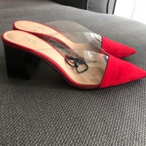 Red Zara block shoes size 7